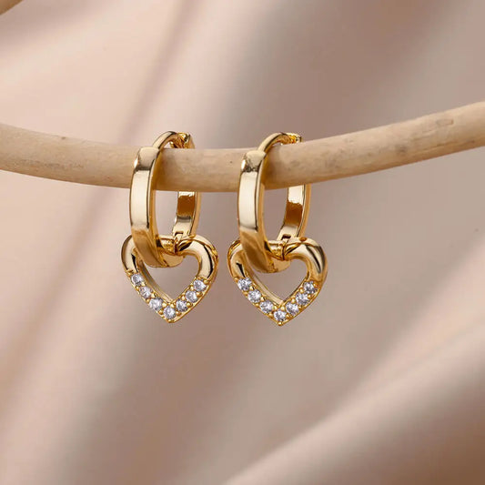 Heart Shape Round Hoop Earrings